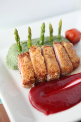 Roasted duck fillet with berry sauce