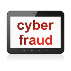 Security concept: Cyber Fraud on tablet pc computer
