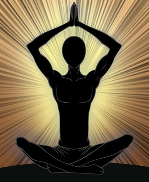 Man silhouette in yoga position