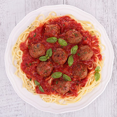 spaghetti with meatballs and tomato sauce