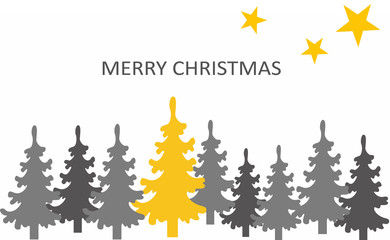 Fototapeta na wymiar Weihnachtskarte Tannenbäume mit Sternen Merry Christmas