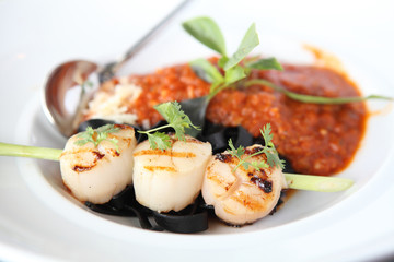 spaghetti with scallop