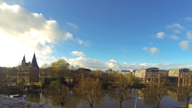 Skyline of Lubeck city, Germany (Time Lapse)