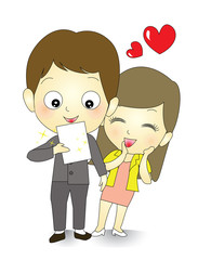 In love couples with surprise letter