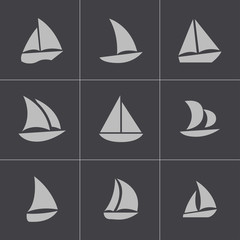 Vector black sailboat icons set