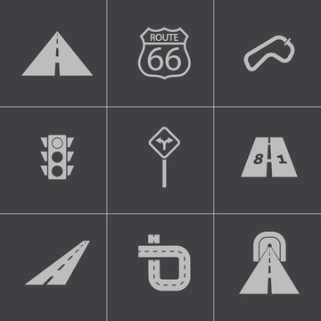 Vector black road icons set