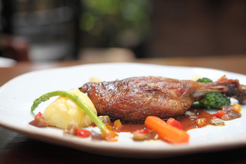 Duck confit , Roasted duck leg
