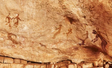 Fototapete Rund Famous prehistoric rock paintings of Tassili N'Ajjer, Algeria © Dmitry Pichugin
