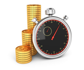 stopwatch and coins