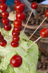 Tasty vegetable barbecue decoration, selective focus
