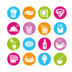 food icons set, color buttons