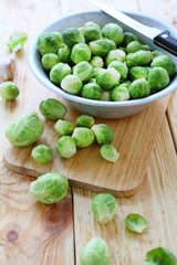 raw brussels sprouts in a bowl