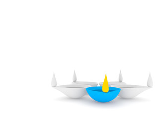 3d diwali diya of five
