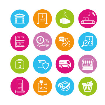 shipping icons set, consumer service buttons
