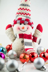 Christmas and New Year snowman with toys