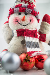 Christmas and New Year snowman with toys