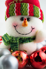 Christmas and New Year snowman with toys