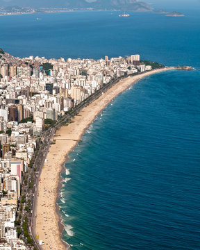 Aerial view of Ipanema and Leblon beach in Rio de Janeiro
