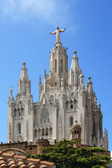 Fototapeta premium Church of the Sacred Heart on Tibidabo in Barcelona,