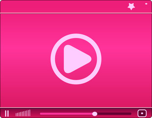 Pink video player. Icon. vector illustration
