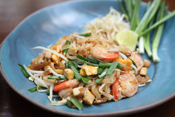Thai food padthai fried noodle with shrimp