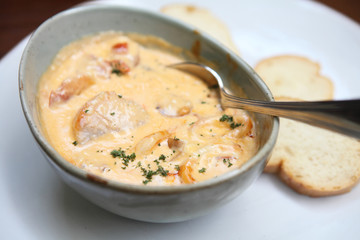 Seafood two sauce with bread