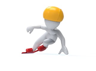 Short-track. 3d man is skating on a white background