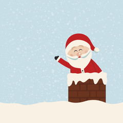 santa wave in chimney snow background