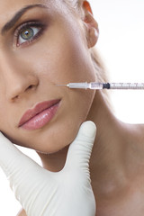 Cosmetic injection to the pretty woman face