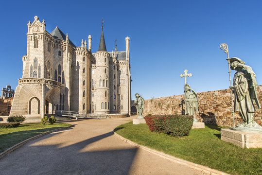 Views of Episcopal palace in Astorga, Leon, Spain.