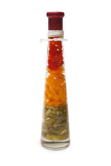 Decorative bottle with color slices of bulgarian pepper