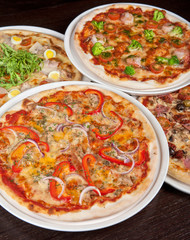 pizza with ham and mushrooms