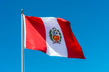 Badezimmer Foto Rückwand Südamerika Peruvian Flag in the peruvian Andes at Puno Peru