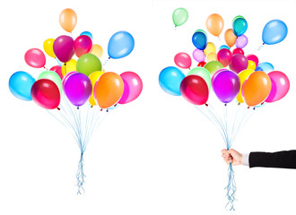 flying balloons with Businessman hand