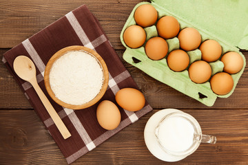 Eggs, milk and flour