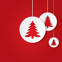 Christmas balls with christmas trees.