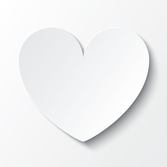Paper heart Valentines day card on white.