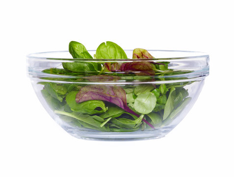 Delicious salad on a bowl isolated over white