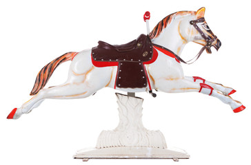 Obraz na płótnie Canvas Vintage Merry Go Round konia samodzielnie na białym tle