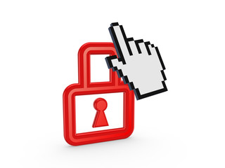 Cursor and symbol of lock.