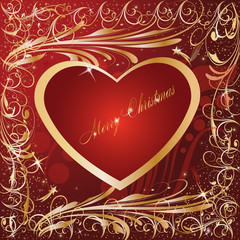Maroon Gold Artistic Heart xmas