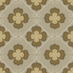 Seamless vintage flower wallpaper vector pattern.