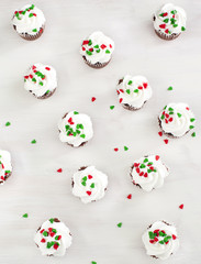 Christmas chocolate cupcakes with cream cheese frosting
