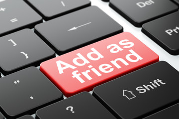 Fototapeta premium Social media concept: Add as Friend on keyboard background
