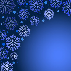 Fototapeta na wymiar Snowflake vector background with blue copy space.