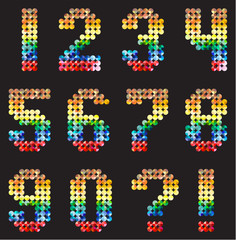 Numbers Alphabet from the multicolored mosaic.