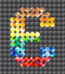 Alphabet of colorful mosaic, letter E.