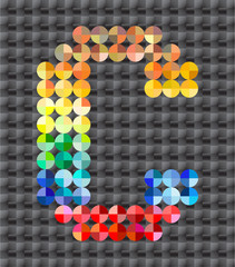 Alphabet of colorful mosaic, letter C.