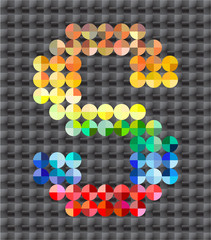 Alphabet of colorful mosaic, letter S.