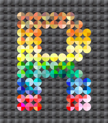 Alphabet of colorful mosaic, letter Q.